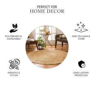 EXPORT PROFILE Handmade Reversible Round Area Rug, 2 Feet Natural Jute, Rustic Charm Home Decor for Kitchen Living Room