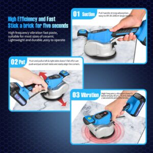 Tile Vibration Machine for Installation Tool - Tiling Vibrator Handheld,Tiling Suction Cup for Leveling Handheld Vibrator 12-Speed Adjustable 21V 15000 mAh 24000r/min