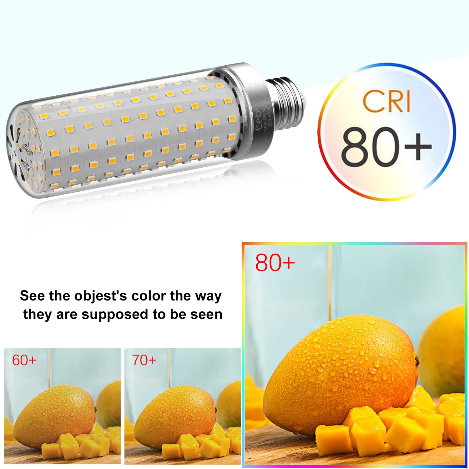 tebio 35W Warm LED Light Bulb 300W Equivalent 3500 Lumen Warm White 3000K, E26/E27 Base Non-dimmable LED Corn Bulbs 3-Pack