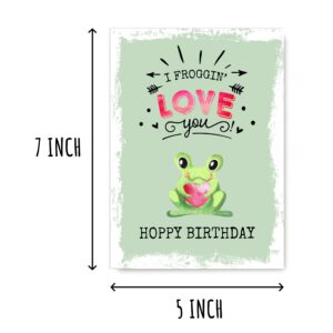 OystersPearl I Froggin' Love You Hoppy Birthday Funny Frog Birthday Card - Cute Birthday Card - Frog Card - Funny Happy Birthday Card