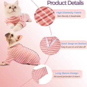 AOKAZI Dog Surgery Recovery Suit, Puppy Cat Onesie for Shedding Skin Disease Wound Protection, Medical Pet Surgical Suit Dog Shirt w/Long Sleeve, Dog Pajamas (Pink, Medium)