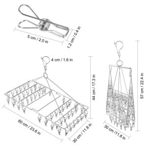 WudTus 46 Clips Sock Dryer Folding Stainless Steel Space-Saving Drying Rack for Sock, Underwear, Baby Clothes and Small Laundry Items