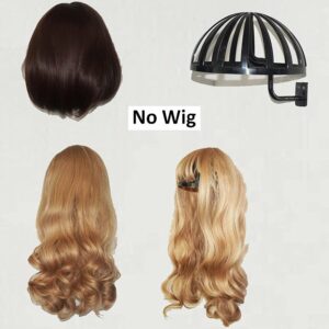 Pmsanzay 4 Pack Wall Mount Hanging Wig Stand, Wig Drying Holders, Plastic Wigs and Hats/Cap Rack Styling Drying Display Hangers, hold the shape of the wig and are EASY TO MOUNT. (2 Black+2 White)