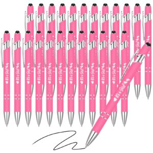 24 pcs baby shower rose red blue pens it's a boy/girl ballpoint baby shower pens with stylus tip black ink retractable baby shower gel ink pens for baby shower games favors decors (rose red, girl)