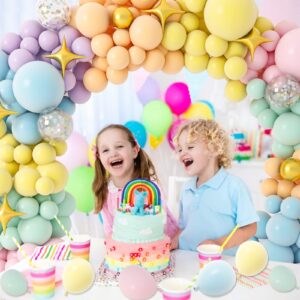 PERPAOL 146pcs Easter Pastel Rainbow Balloon Arch Garland Kit Macaron Unicorn Spring Globos Para Decoracion with Star Foil Balloon for Baby Shower Birthday Anniversary Mermaid Party Graduation