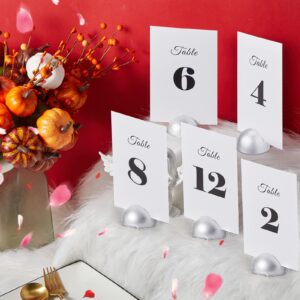 Taiyin 20 Pieces Table Number Cards Round Table Number Stands Modern Cursive Table Number 1-20 for Wedding Reception Anniversary Party Restaurant Events 4 x 6 Inches(Silver)