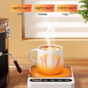 Misby Coffee Mug Warmer, Coffee Warmer for Desk with 6 Temp Settings, 8H Auto Shut Off Coffee Cup Warmer 12H Timer, Smart Coffee Warmer Plate Keeps Hot, Fresh for Coffee, Tea, Milk, Beverage,White