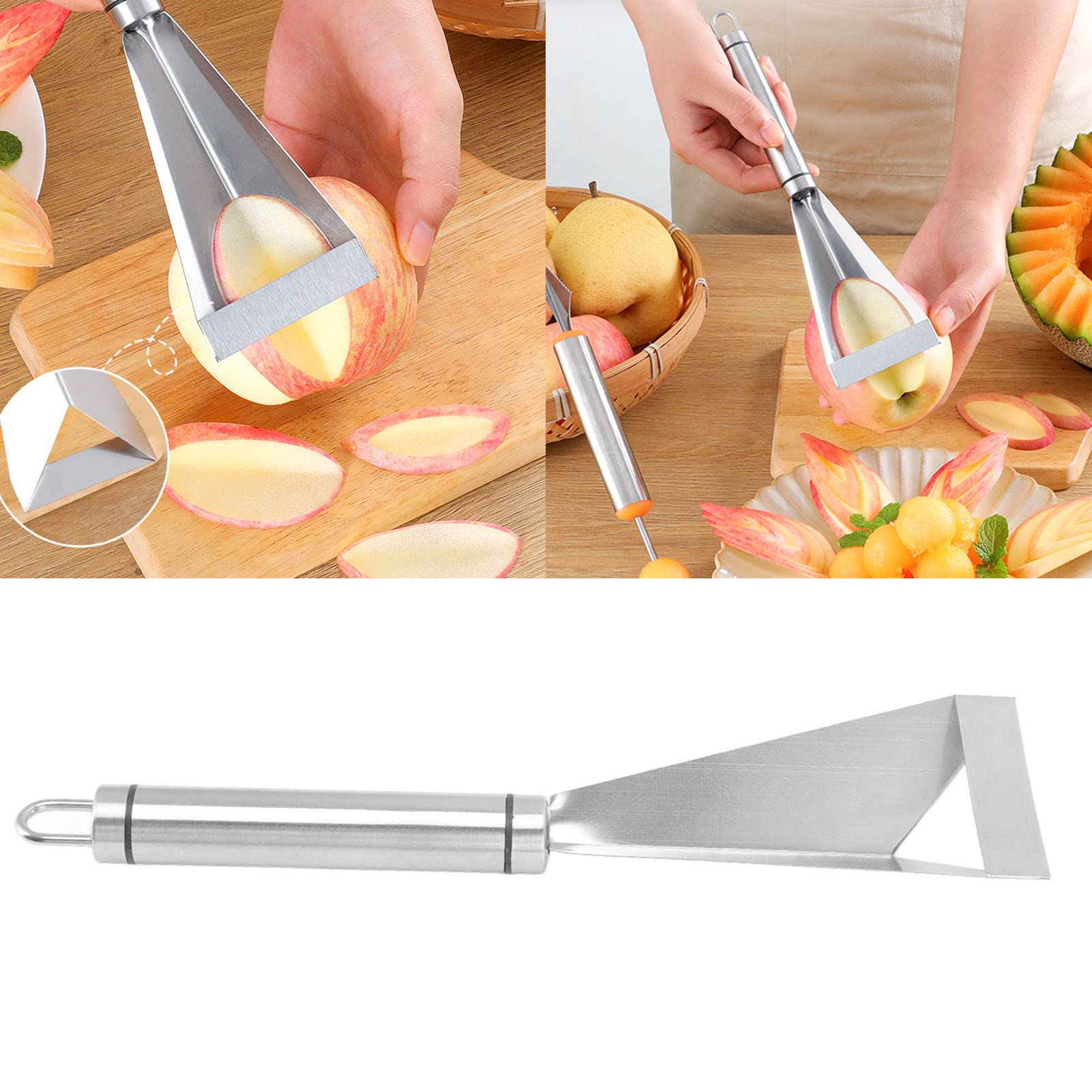 Stainless Steel Fruit Carving Knife, Antislip Engraving Blades Fruit Carving Tool V Shape Channel Knife Triangular Shape Vegetable Knife DIY Food Carving for Home Kitchen