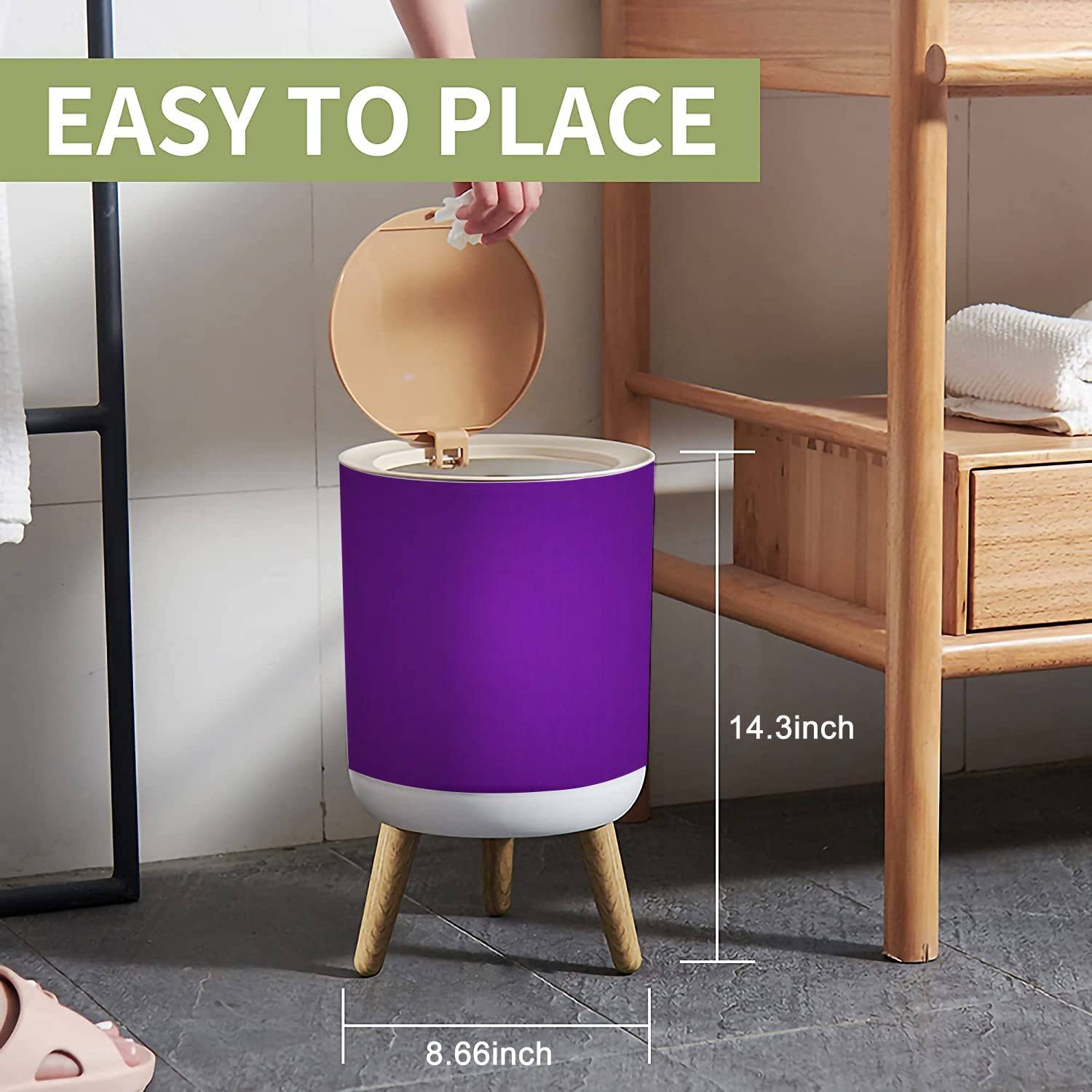 LGCZNWDFHTZ Small Trash Can with Lid for Bathroom Kitchen Office Diaper Smooth Elegant Gradient Purple Well Using as Design Bedroom Garbage Trash Bin Dog Proof Waste Basket Cute Decorative