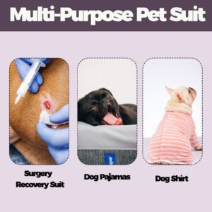 AOKAZI Dog Surgery Recovery Suit, Puppy Cat Onesie for Shedding Skin Disease Wound Protection, Medical Pet Surgical Suit Dog Shirt w/Long Sleeve, Dog Pajamas (Pink, Medium)