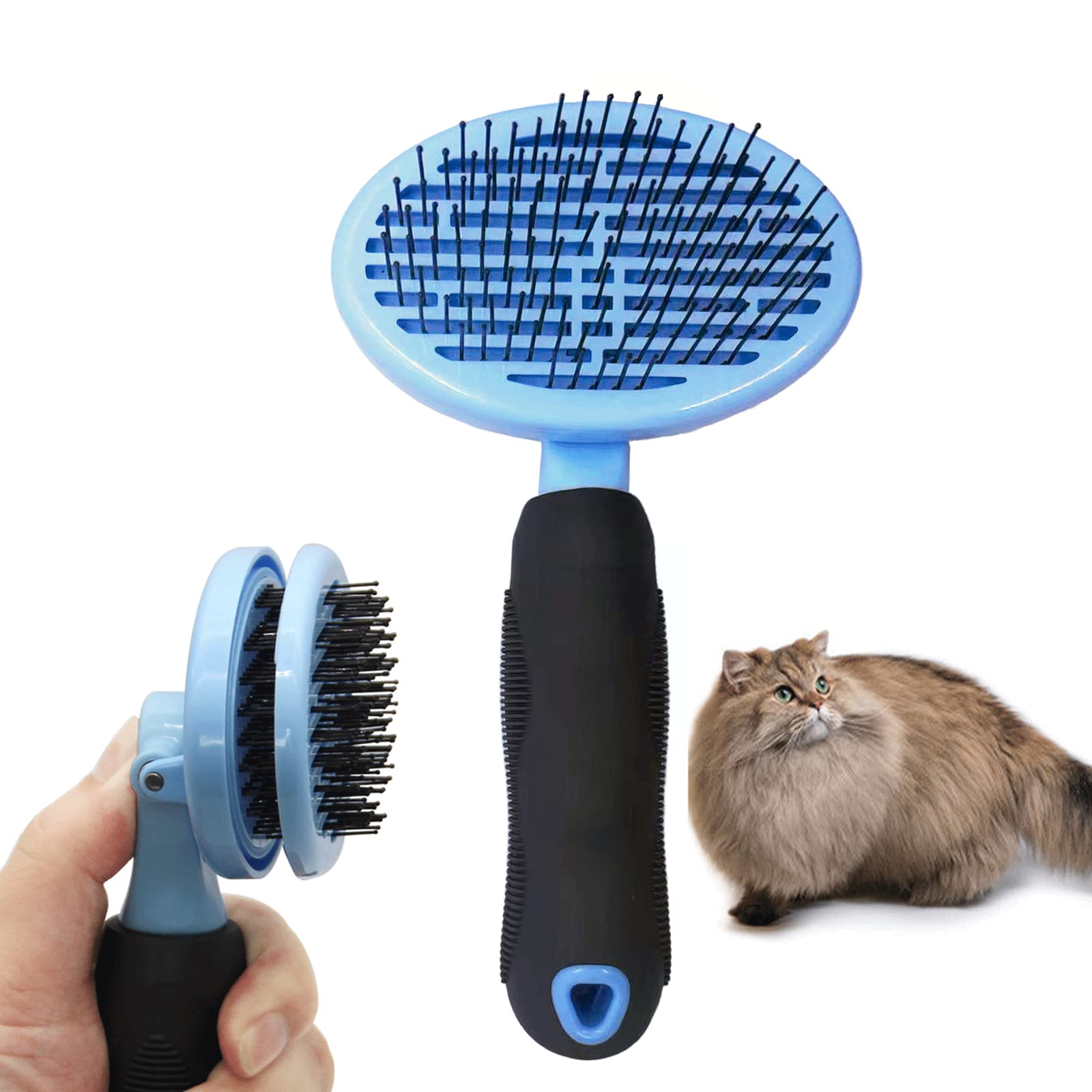 Cat Brush for Shedding,Cat Brushes for Indoor Cats,Cat Grooming Supplies,Cat Accessories,Cat Brush for Long or Short Haired Cats,Pets Grooming Tool,Self Cleaning Slicker Brush for Dogs,Cat Hair Brush