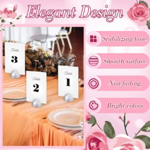 Taiyin 20 Pieces Table Number Cards Round Table Number Stands Modern Cursive Table Number 1-20 for Wedding Reception Anniversary Party Restaurant Events 4 x 6 Inches(Silver)