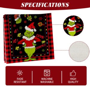 Linen Red Christmas Table Runner Merry Christmas Tablecloth Christmas Xmas Buffalo Plaid Check Winter Holiday Home Kitchen Dining Room 13x72 Inch