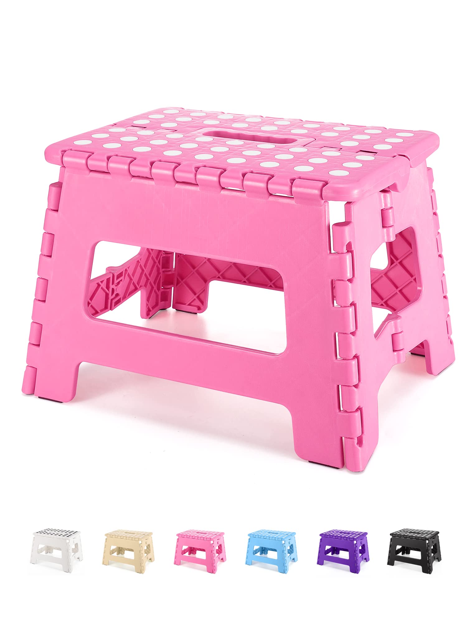 Folding Step Stool 9" and 13", Durable Kids Step Stool for Kids and Adults, Pink 2 Pack