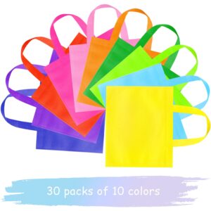 GITMIWS 30 Pack Non Woven Party Favor Bags, 9.8'' Small Reusable Kids Tote Bags with Handles, Rainbow Party Favor Goodie Bags for Kids Birthday