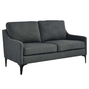 modway eei-6021-cha corland upholstered fabric loveseat, charcoal