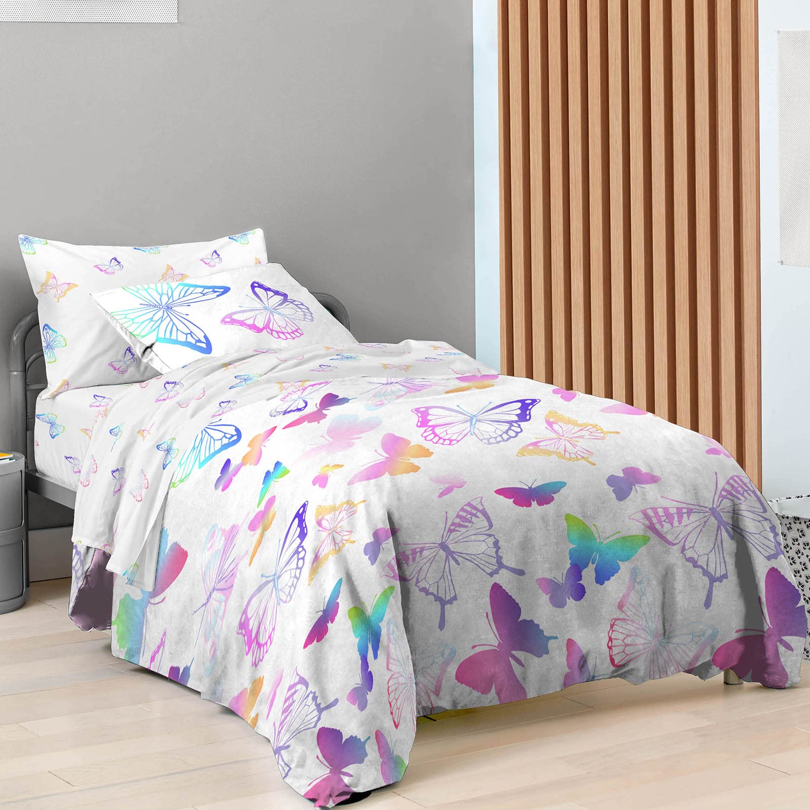 Saturday Park Ombre Butterflies Queen Bed Set - 7 Piece 100% Organic Cotton Bedding - GOTS & Oeko-TEX Certified