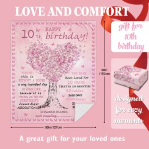 Gevuto 10 Year Old Girl Birthday Gifts Blankets,10th Birthday Decorations for Girl Throw 50"X60", Best Gifts for 10 Year Old Girls, Double Digits Birthday Gifts for 10 Year Old Girls, Teen Girl Gifts