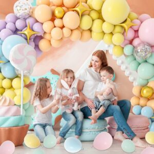 PERPAOL 146pcs Easter Pastel Rainbow Balloon Arch Garland Kit Macaron Unicorn Spring Globos Para Decoracion with Star Foil Balloon for Baby Shower Birthday Anniversary Mermaid Party Graduation