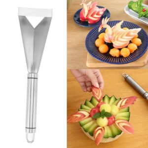 Stainless Steel Fruit Carving Knife, Antislip Engraving Blades Fruit Carving Tool V Shape Channel Knife Triangular Shape Vegetable Knife DIY Food Carving for Home Kitchen