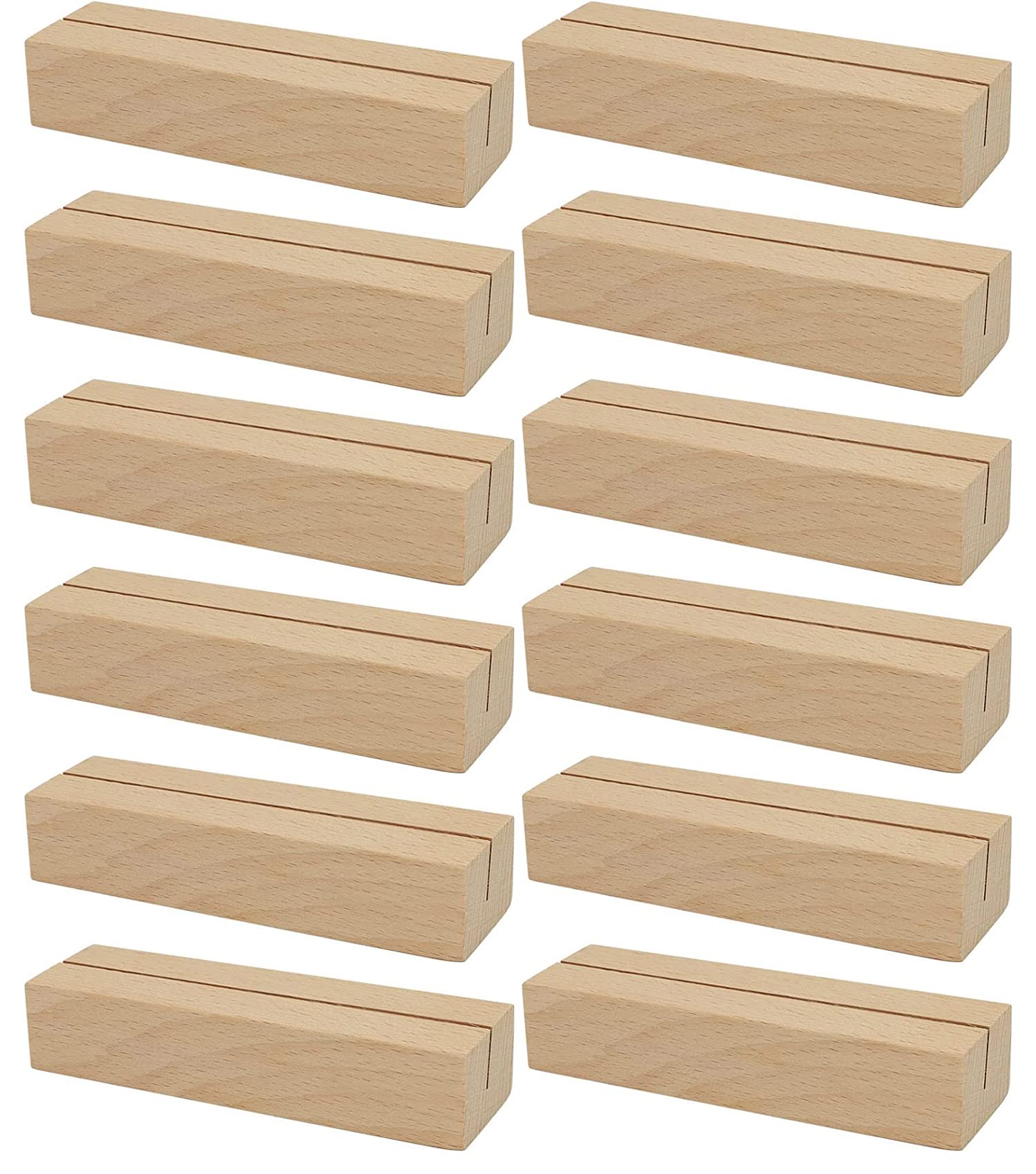 TINSKY 12 Pack Wood Place Card Holders Wooden Stands for Acrylic Signs Table Number Stands Picture Holders for Wedding Dinner Home Party Events Decoration Christmas Decoration (Wood)