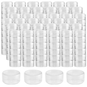 pingeui 10 sets 6 layer small stackable containers,8ml plastic round stackable containers, clear cylindrical jewelry storage organizer with lids for beads, buttons, crafts, and small items