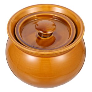 Yardwe Ceramic Stew Pot with Lid, 500ml Traditional Clay Stockpots Ceramic Stewing Soup Pot for Stew Chicken Soup Steam Vegetables and Corn or Cooking Food