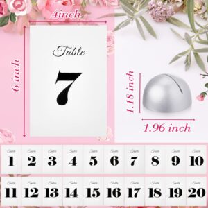 Taiyin 20 Pieces Table Number Cards Round Table Number Stands Modern Cursive Table Number 1-20 for Wedding Reception Anniversary Party Restaurant Events 4 x 6 Inches(Silver)