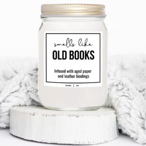 YouNique Designs Book Lovers Candle - White Soy Candles for Home Scented Book Lovers Gifts for Women, Funny Book Candles Gifts for Women, 8 oz, Old Books Scented Candles