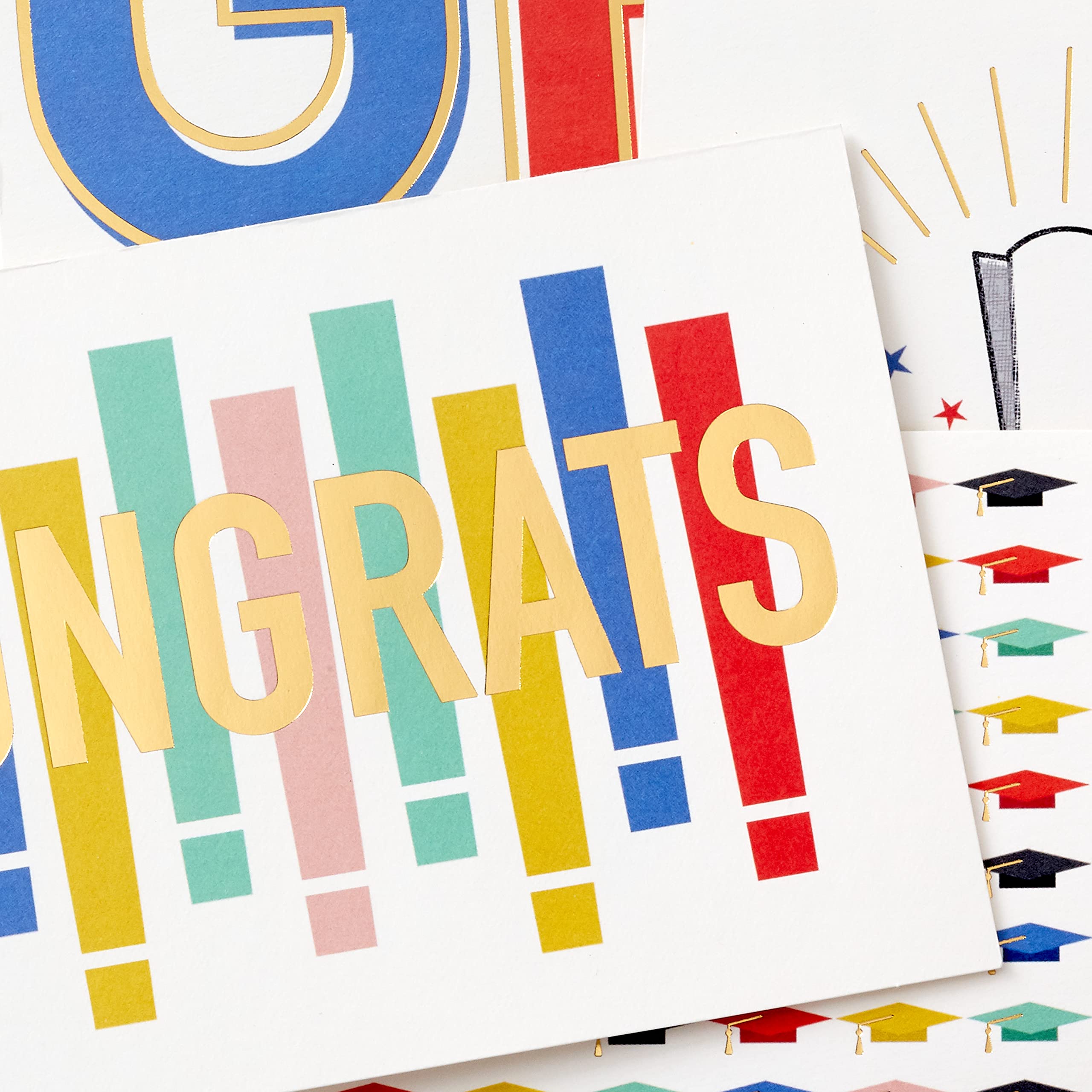 Hallmark Graduation Cards Bulk Assortment, Colorful Congrats (36 Cards and Envelopes, 6 Designs)