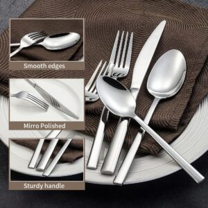 20-Piece Silverware Set Stainless Steel Flatware Set, Mirror Polished Eating Utensils Set for 4, Include Fork Spoon Knife, Dishwasher Safe(silver)