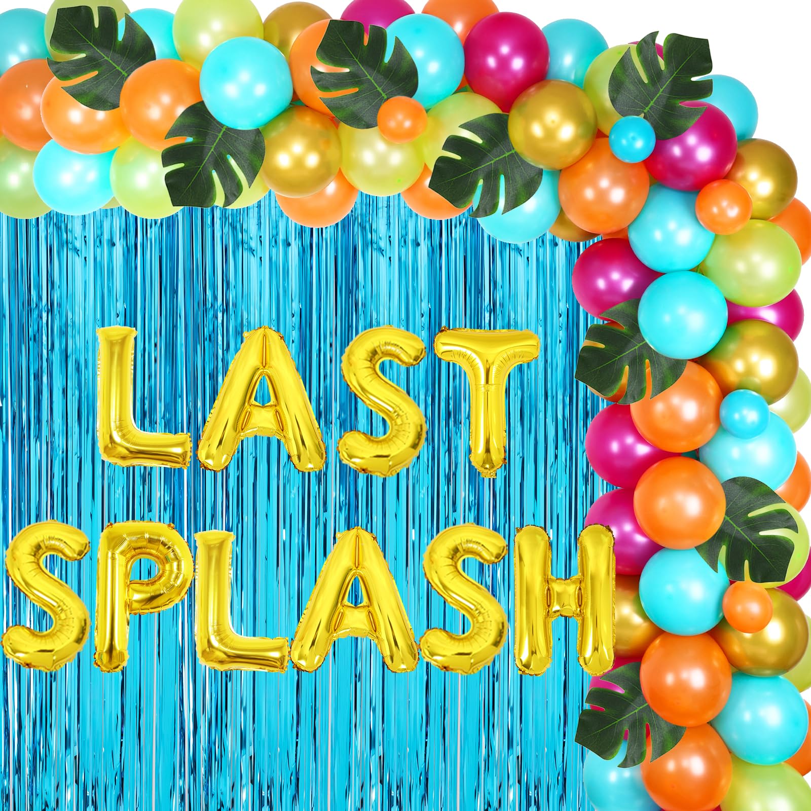 Last Splash Bachelorette Party Decorations, Last Splash Balloon Banner, Foil Fringe Curtain, Balloon Garland Arch Kit for Summer Pool Bachelorette Bridal Shower Hen Party Supplies