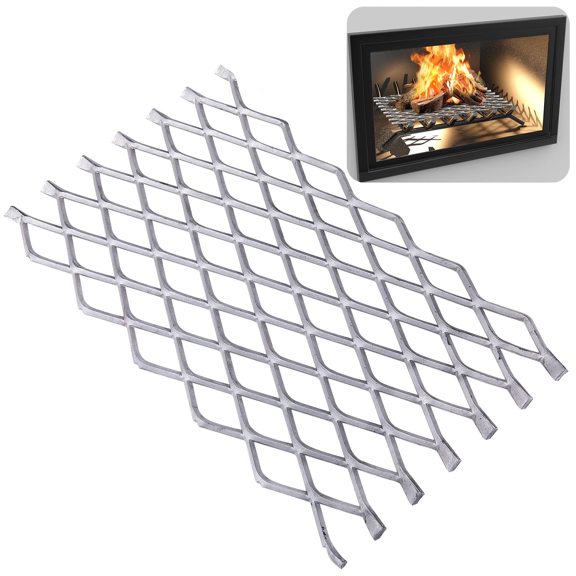 Fireplace Grate Ember Retainer,12x7inches Steel Fireplace Ember Retainer Mesh,Metal Ember Retainer for Use on Fireplace Grates (Small)