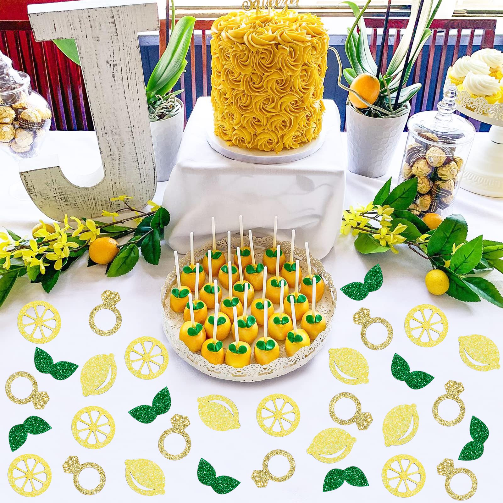 Sursurprise 200pcs Lemon Table Confetti Glitter for She Found Her Main Squeeze Lemon Bridal Shower Decorations Lemon Bachelorette Party Wedding Engagement Supplies