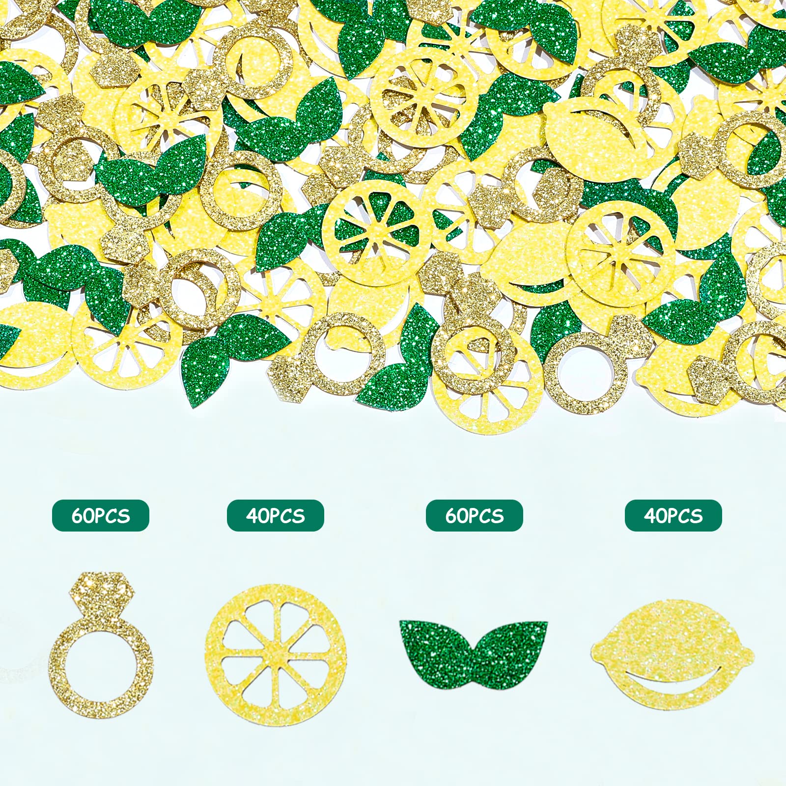 Sursurprise 200pcs Lemon Table Confetti Glitter for She Found Her Main Squeeze Lemon Bridal Shower Decorations Lemon Bachelorette Party Wedding Engagement Supplies