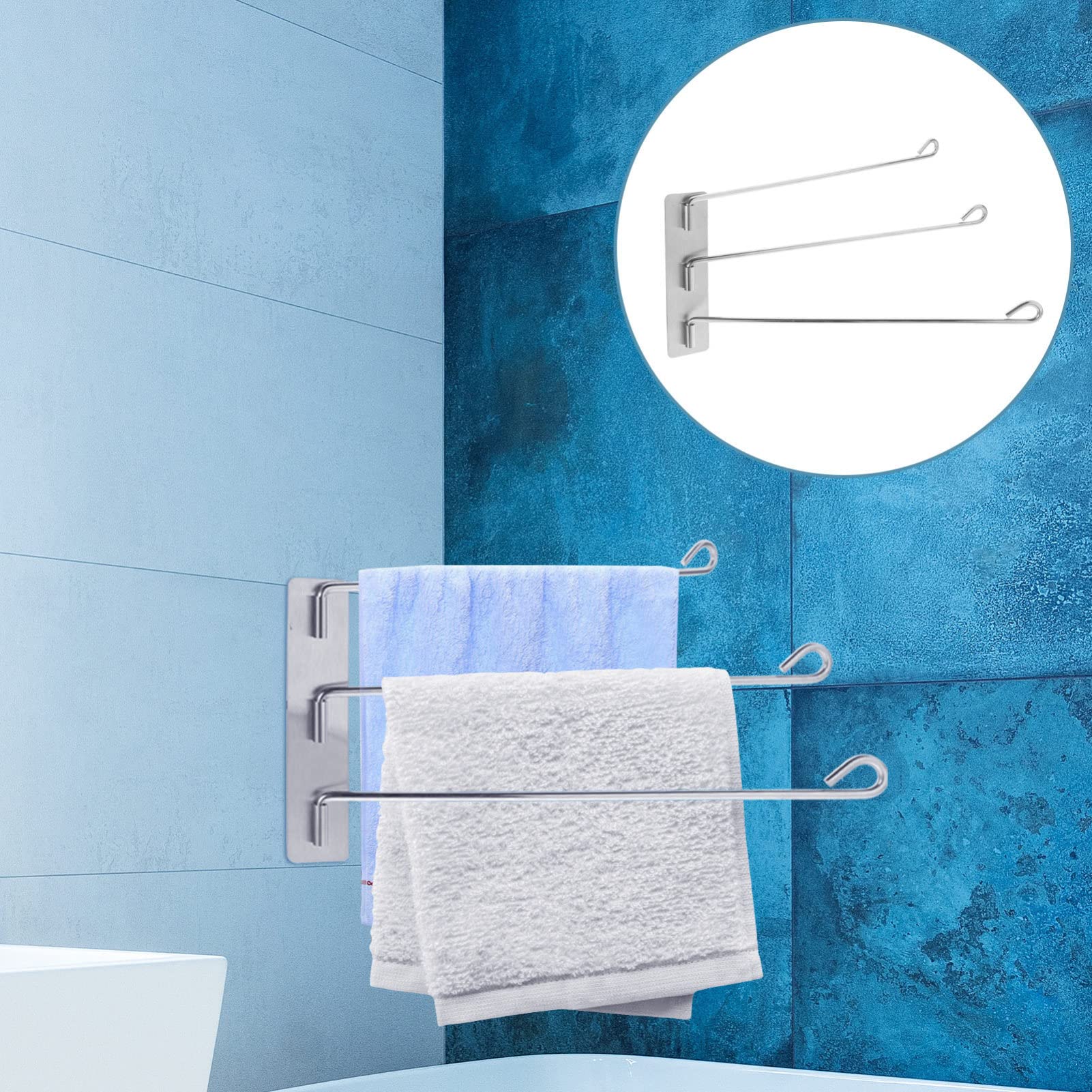 UPKOCH Toilet Paper Swing Arm Towel Mount Towel Rack Stainless Steel Towel Bar Rotation Space Saving Towel Racks Swivel Hand Towel Bar for Home Kitchen Bathroom Accessories