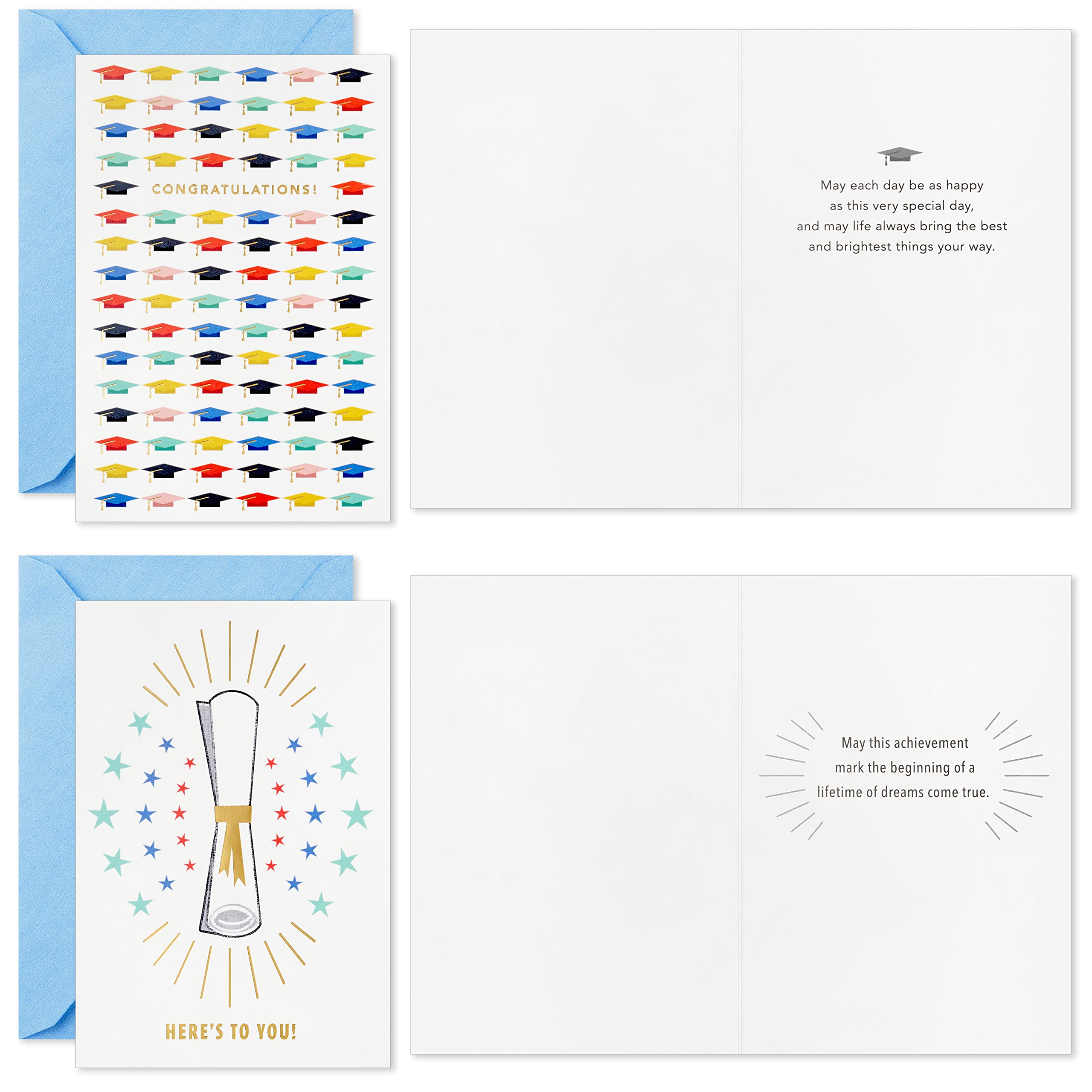 Hallmark Graduation Cards Bulk Assortment, Colorful Congrats (36 Cards and Envelopes, 6 Designs)