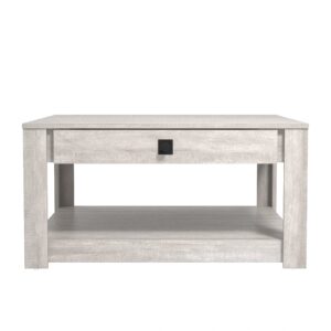 Galano Philia Coffee Table, Modern Top Rectangular Coffee Table with Storage Drawer, 2 Tier Center Table for Living Room, Office, Balcony, 31.5" D x 31.5" W x 16.34" H, Dusty Grey Oak