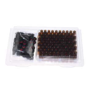 2 ML Autosampler Vial, Amber 8-425 HPLC, 8mm Chromatography Lab Vial with Writing Area, Black Screw Cap&Septa, 100 pcs