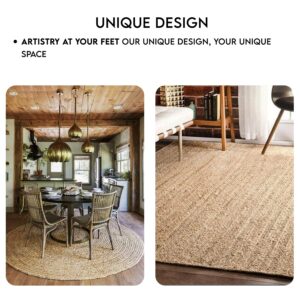 EXPORT PROFILE Handmade Reversible Round Area Rug, 2 Feet Natural Jute, Rustic Charm Home Decor for Kitchen Living Room