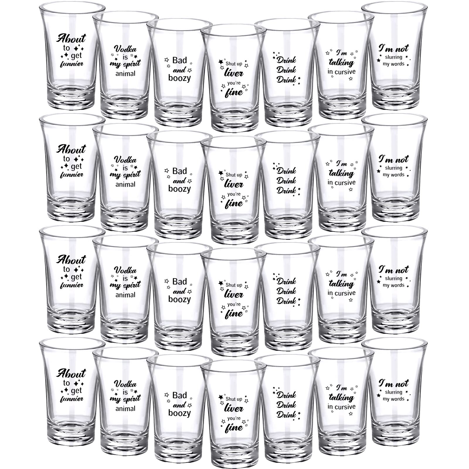 28 Pcs Funny Shot Glasses for Adult Acrylic Party Shot Glasses 1.2 Ounce Shot Glasses Party Favors for Guests Shot Glasses Bulk Wine Shot Glasses for Adult Birthday Party Drinking Gifts Supplies