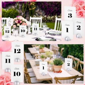 Taiyin 20 Pieces Table Number Cards Round Table Number Stands Modern Cursive Table Number 1-20 for Wedding Reception Anniversary Party Restaurant Events 4 x 6 Inches(Silver)