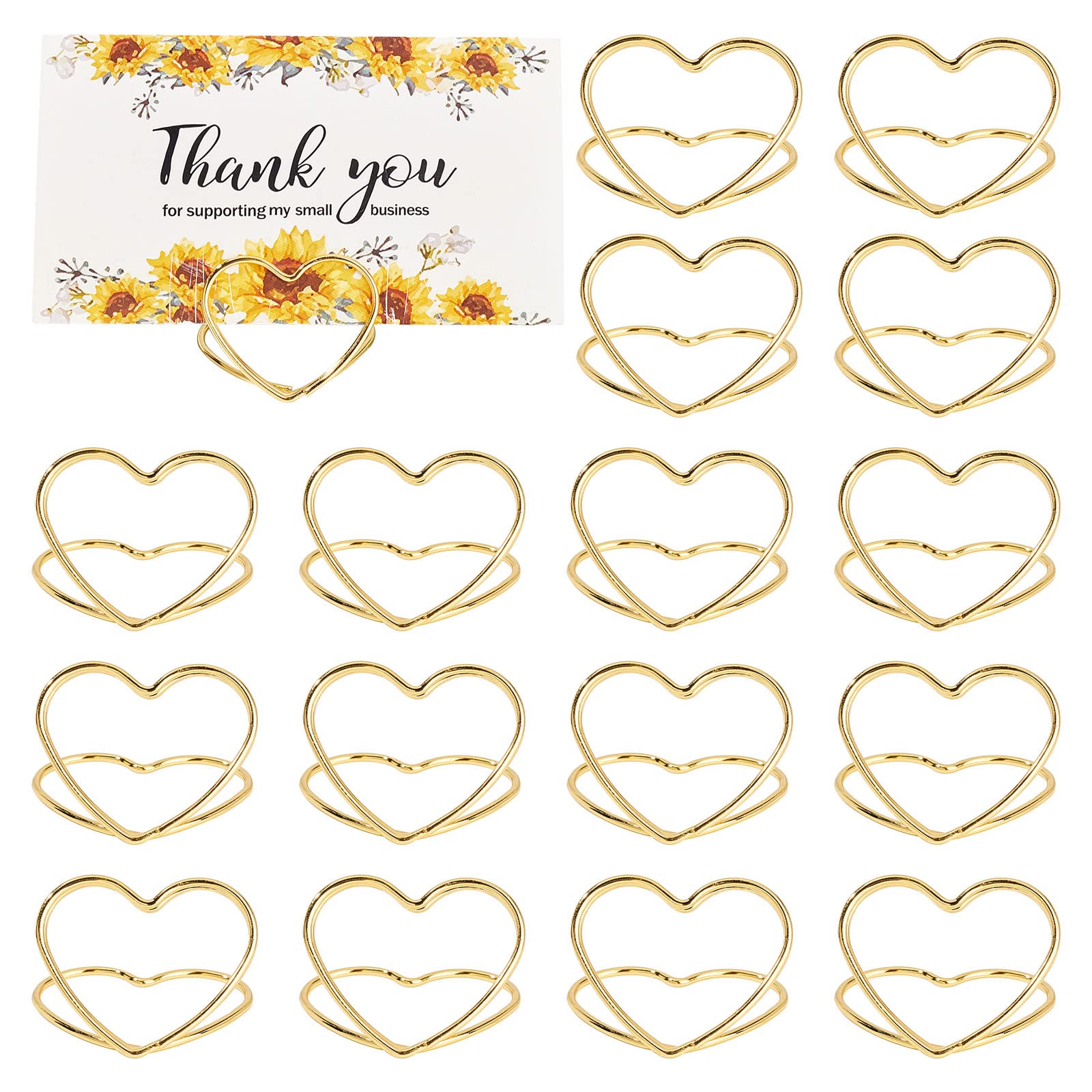 CRASPIRE Place Card Holders 20pcs Gold Heart Shape Table Card Holders Wedding Table Number Holders Photo Holder Pictures Stand Clips for Place Cards Weddings Anniversary Party Valentine's Day Gift