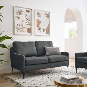 Modway EEI-6021-CHA Corland Upholstered Fabric Loveseat, Charcoal