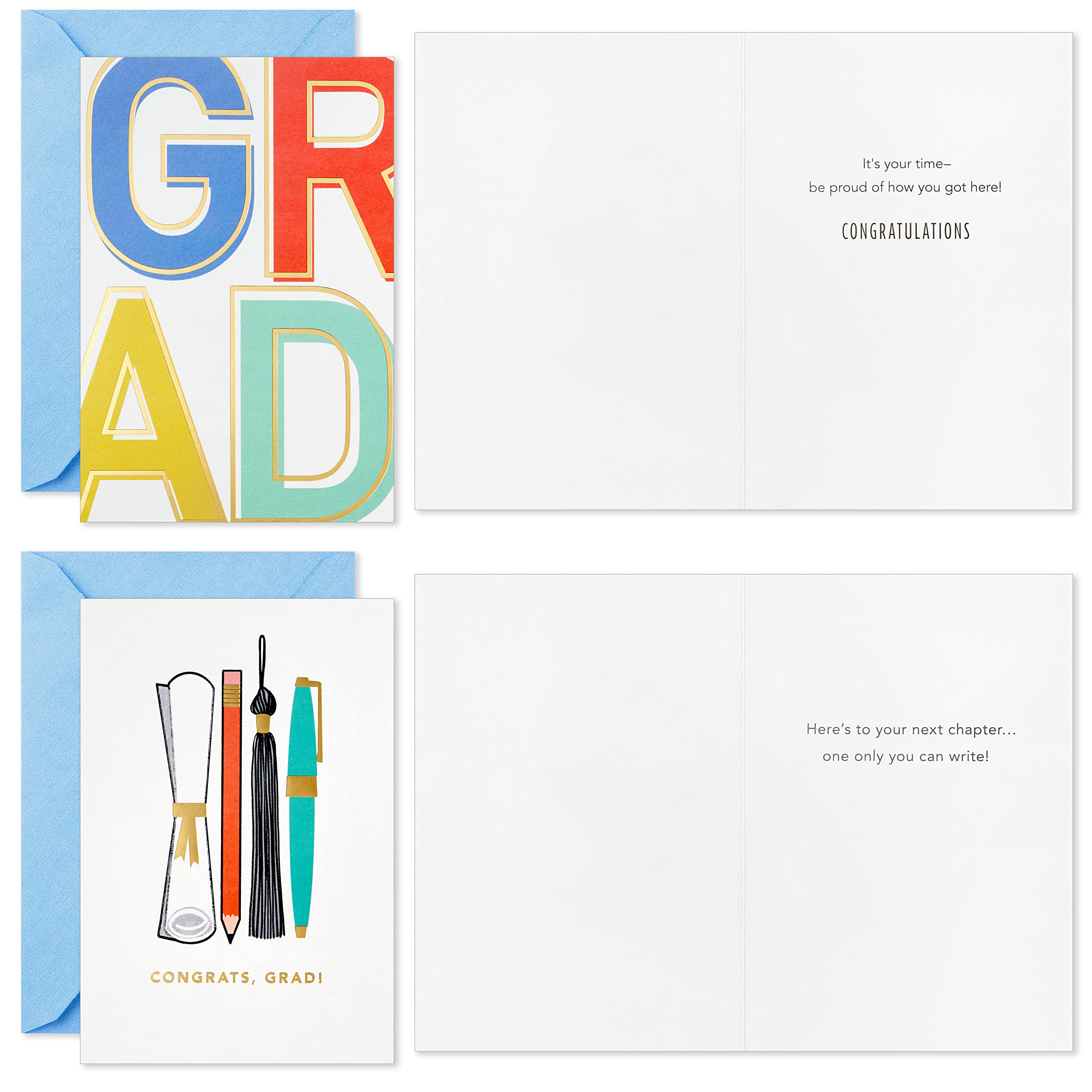 Hallmark Graduation Cards Bulk Assortment, Colorful Congrats (36 Cards and Envelopes, 6 Designs)