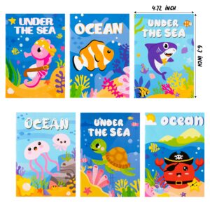 ANGOLIO 24Pcs Ocean Animals Coloring Books Bulk for Kids Mini DIY Art Drawing Book Set for Shark Seahorse Jellyfish Under The Sea Animal Theme Kindergarten School Classroom Rewards Goodie Bag Filler