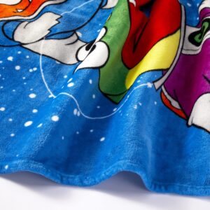 Ryan's World Kids Red Titan Plush Twin/Full Blanket, 62" x 90", Blue, Moon Walk