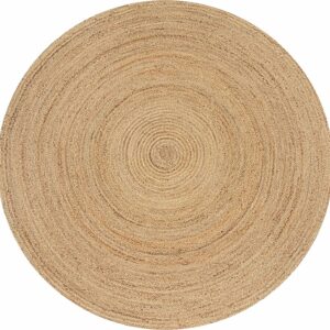 EXPORT PROFILE Handmade Reversible Round Area Rug, 2 Feet Natural Jute, Rustic Charm Home Decor for Kitchen Living Room