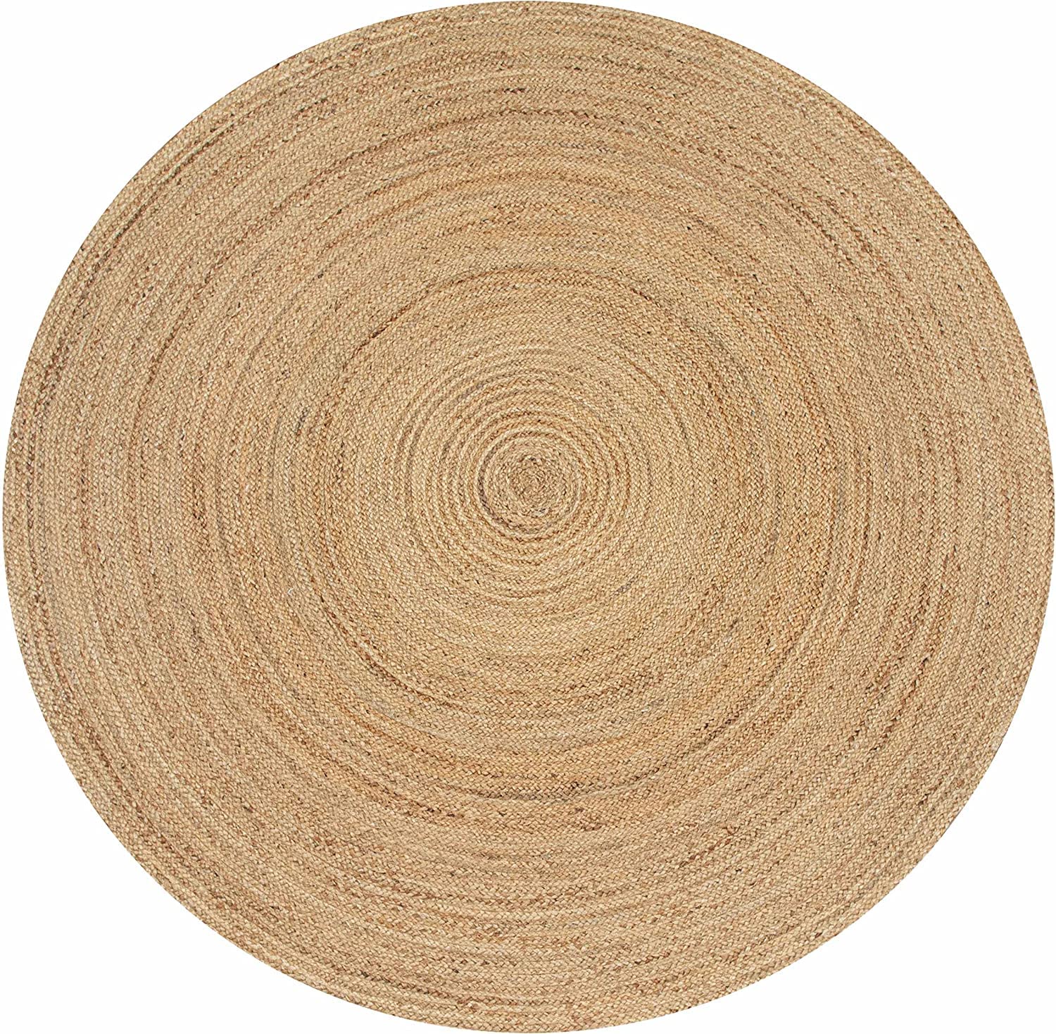 EXPORT PROFILE Handmade Reversible Round Area Rug, 2 Feet Natural Jute, Rustic Charm Home Decor for Kitchen Living Room