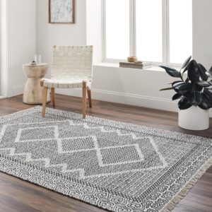 mark&day wool rugs, 6x9 nishnabotny cottage dark gray area rug, grey beige carpet for living room, bedroom or kitchen (6' x 9')